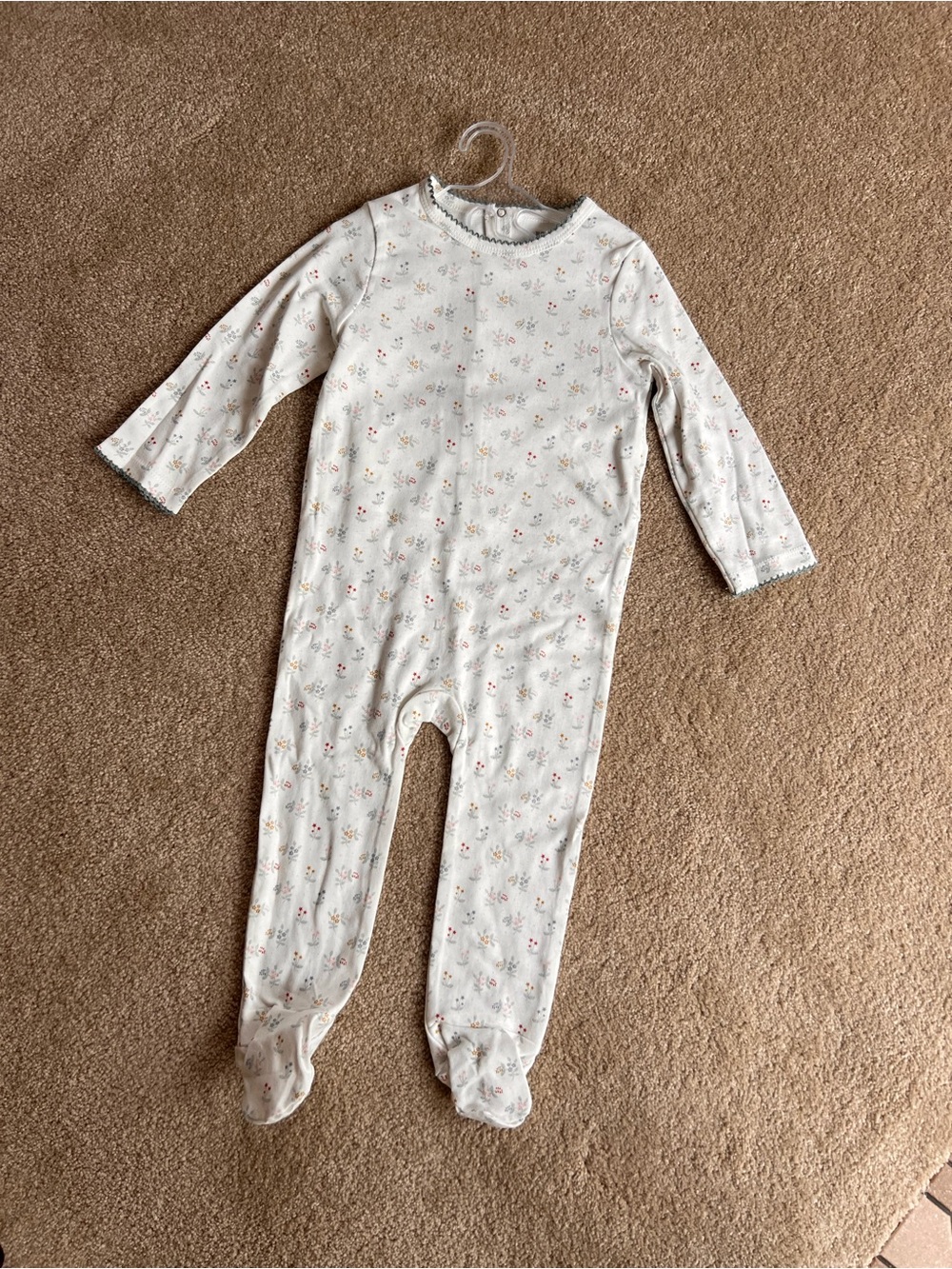 Organic cotton Cream Floral Footed One-Piece sleeper